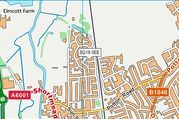 SG18 0EE map - OS VectorMap District (Ordnance Survey) SG18 0EE map - OS VectorMap District (Ordnance Survey)