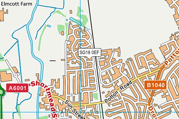 SG18 0EF map - OS VectorMap District (Ordnance Survey) SG18 0EF map - OS VectorMap District (Ordnance Survey)