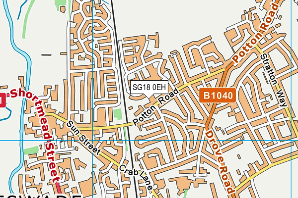 SG18 0EH map - OS VectorMap District (Ordnance Survey) SG18 0EH map - OS VectorMap District (Ordnance Survey)