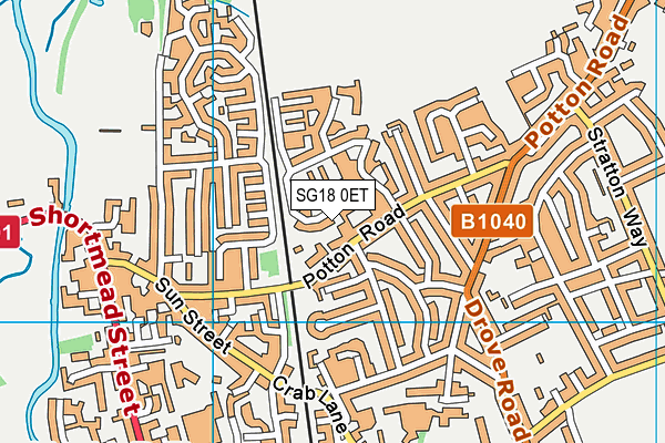 SG18 0ET map - OS VectorMap District (Ordnance Survey) SG18 0ET map - OS VectorMap District (Ordnance Survey)