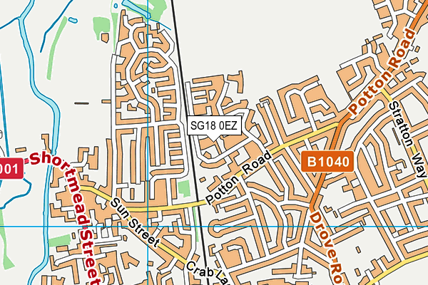 SG18 0EZ map - OS VectorMap District (Ordnance Survey) SG18 0EZ map - OS VectorMap District (Ordnance Survey)