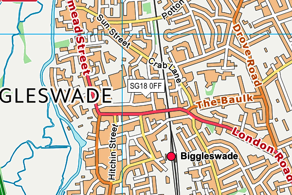 SG18 0FF map - OS VectorMap District (Ordnance Survey)