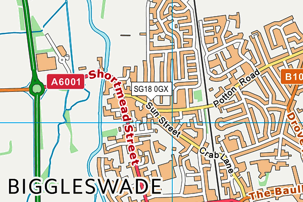 SG18 0GX map - OS VectorMap District (Ordnance Survey) SG18 0GX map - OS VectorMap District (Ordnance Survey)