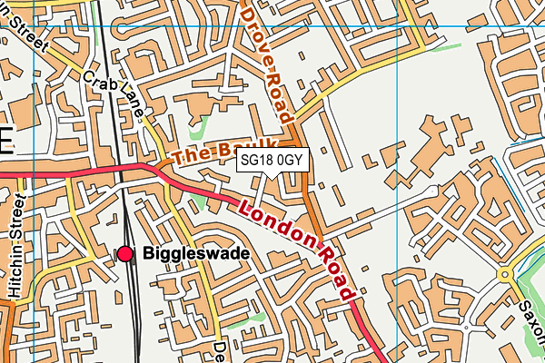 SG18 0GY map - OS VectorMap District (Ordnance Survey)