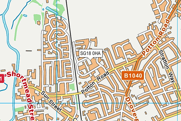 SG18 0HA map - OS VectorMap District (Ordnance Survey) SG18 0HA map - OS VectorMap District (Ordnance Survey)
