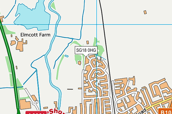 SG18 0HG map - OS VectorMap District (Ordnance Survey) SG18 0HG map - OS VectorMap District (Ordnance Survey)