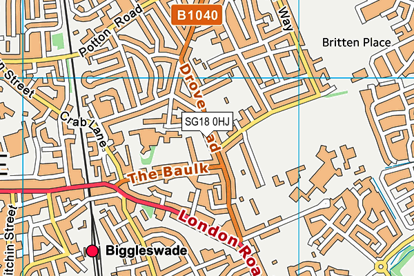 SG18 0HJ map - OS VectorMap District (Ordnance Survey) SG18 0HJ map - OS VectorMap District (Ordnance Survey)