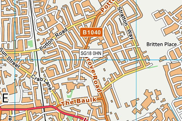 SG18 0HN map - OS VectorMap District (Ordnance Survey) SG18 0HN map - OS VectorMap District (Ordnance Survey)