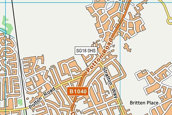 SG18 0HS map - OS VectorMap District (Ordnance Survey) SG18 0HS map - OS VectorMap District (Ordnance Survey)