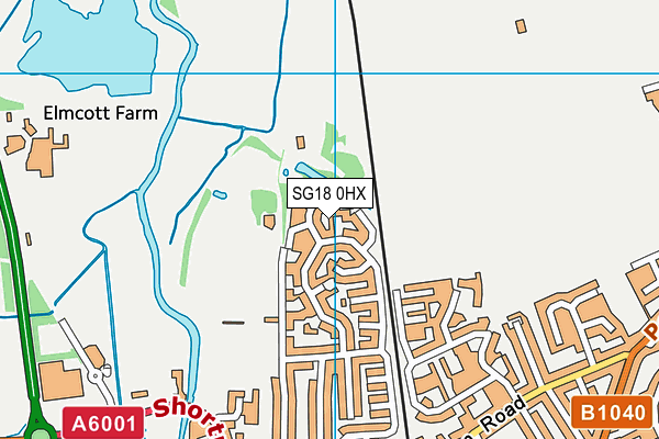 SG18 0HX map - OS VectorMap District (Ordnance Survey) SG18 0HX map - OS VectorMap District (Ordnance Survey)