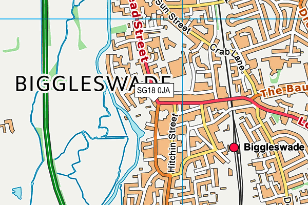SG18 0JA map - OS VectorMap District (Ordnance Survey) SG18 0JA map - OS VectorMap District (Ordnance Survey)