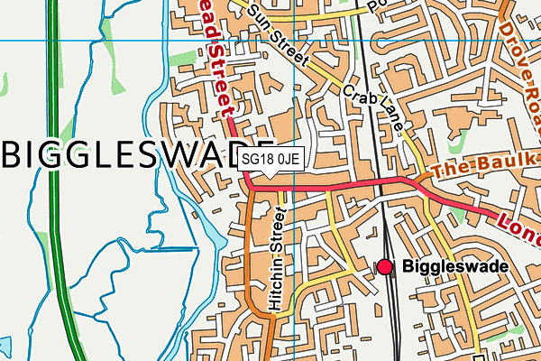 SG18 0JE map - OS VectorMap District (Ordnance Survey)