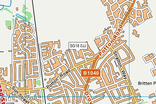 SG18 0JJ map - OS VectorMap District (Ordnance Survey) SG18 0JJ map - OS VectorMap District (Ordnance Survey)