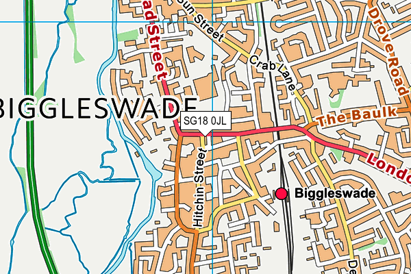 SG18 0JL map - OS VectorMap District (Ordnance Survey) SG18 0JL map - OS VectorMap District (Ordnance Survey)