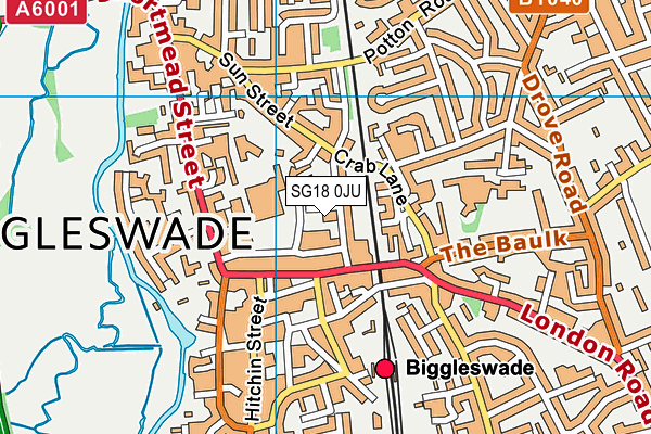 SG18 0JU map - OS VectorMap District (Ordnance Survey)