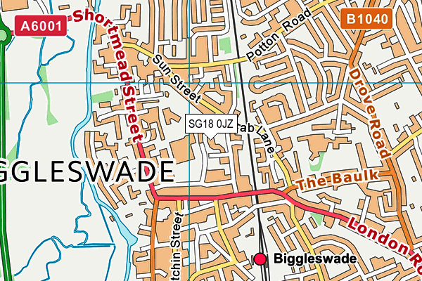 SG18 0JZ map - OS VectorMap District (Ordnance Survey) SG18 0JZ map - OS VectorMap District (Ordnance Survey)