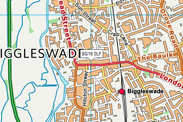 SG18 0LF map - OS VectorMap District (Ordnance Survey)