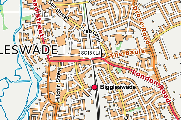 SG18 0LJ map - OS VectorMap District (Ordnance Survey) SG18 0LJ map - OS VectorMap District (Ordnance Survey)