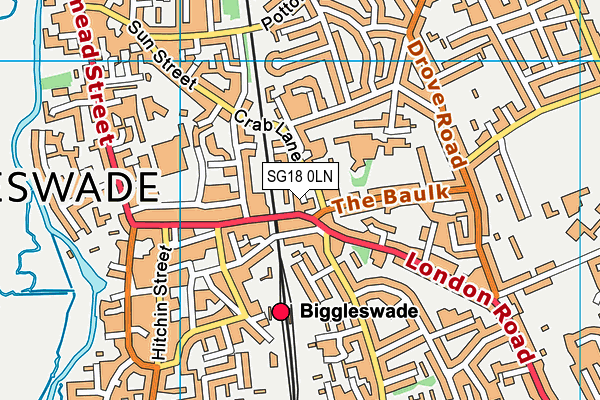 SG18 0LN map - OS VectorMap District (Ordnance Survey) SG18 0LN map - OS VectorMap District (Ordnance Survey)