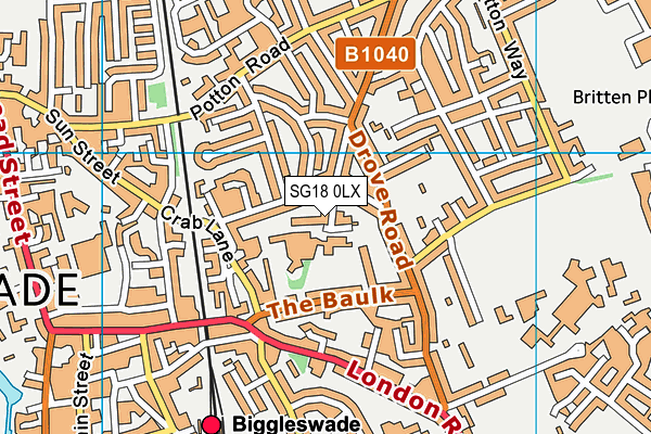 SG18 0LX map - OS VectorMap District (Ordnance Survey) SG18 0LX map - OS VectorMap District (Ordnance Survey)