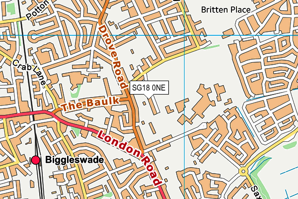 SG18 0NE map - OS VectorMap District (Ordnance Survey)