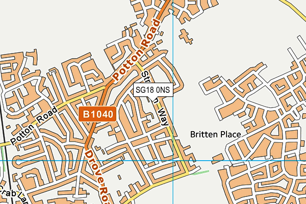 SG18 0NS map - OS VectorMap District (Ordnance Survey)