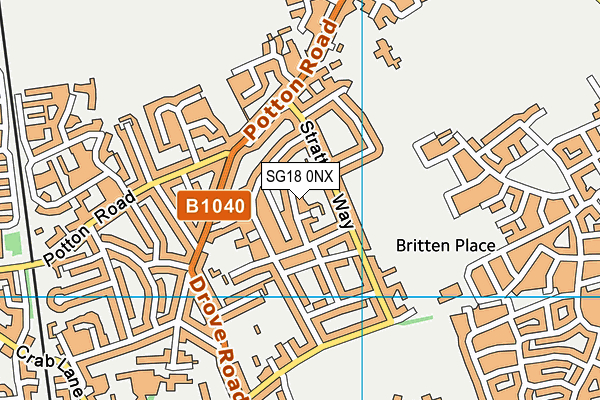 SG18 0NX map - OS VectorMap District (Ordnance Survey) SG18 0NX map - OS VectorMap District (Ordnance Survey)