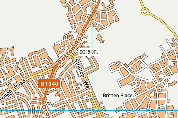 SG18 0PJ map - OS VectorMap District (Ordnance Survey) SG18 0PJ map - OS VectorMap District (Ordnance Survey)