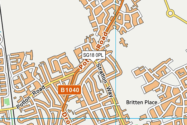 SG18 0PL map - OS VectorMap District (Ordnance Survey)