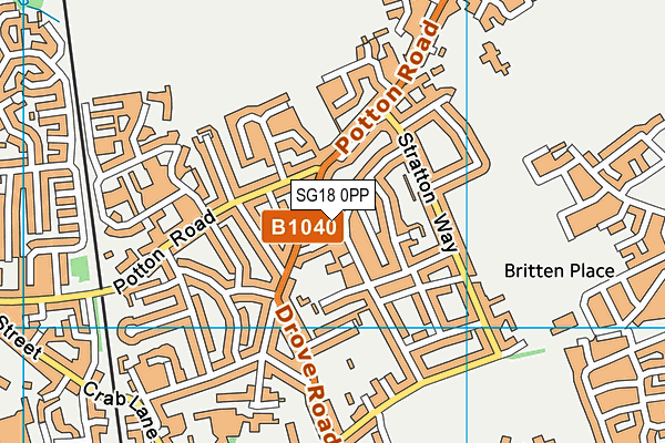 SG18 0PP map - OS VectorMap District (Ordnance Survey) SG18 0PP map - OS VectorMap District (Ordnance Survey)