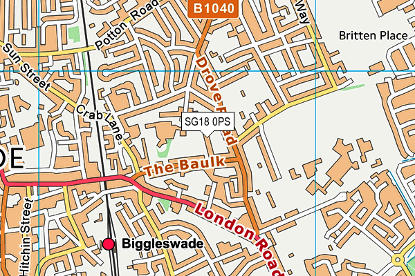 SG18 0PS map - OS VectorMap District (Ordnance Survey)