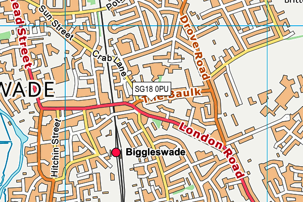 SG18 0PU map - OS VectorMap District (Ordnance Survey) SG18 0PU map - OS VectorMap District (Ordnance Survey)