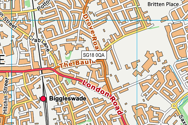SG18 0QA map - OS VectorMap District (Ordnance Survey)