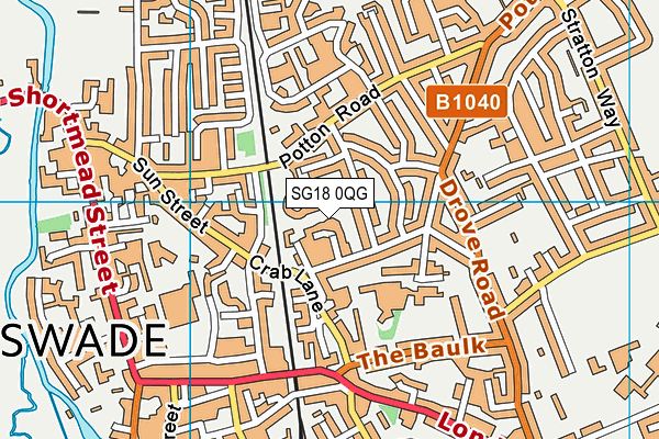 SG18 0QG map - OS VectorMap District (Ordnance Survey)