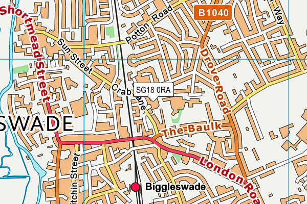SG18 0RA map - OS VectorMap District (Ordnance Survey) SG18 0RA map - OS VectorMap District (Ordnance Survey)