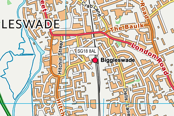 SG18 8AL map - OS VectorMap District (Ordnance Survey)