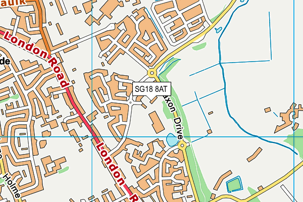 SG18 8AT map - OS VectorMap District (Ordnance Survey)