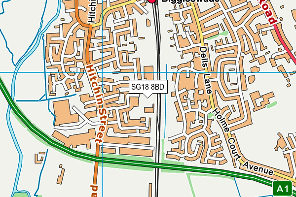 SG18 8BD map - OS VectorMap District (Ordnance Survey) SG18 8BD map - OS VectorMap District (Ordnance Survey)