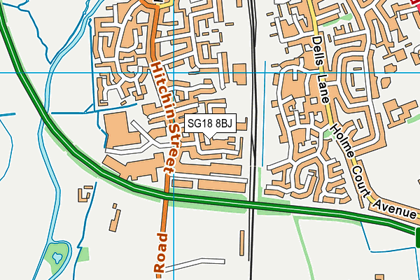 SG18 8BJ map - OS VectorMap District (Ordnance Survey) SG18 8BJ map - OS VectorMap District (Ordnance Survey)