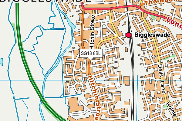 SG18 8BL map - OS VectorMap District (Ordnance Survey)