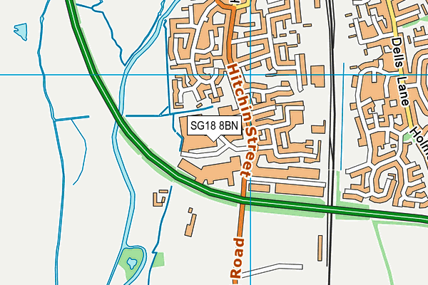 SG18 8BN map - OS VectorMap District (Ordnance Survey) SG18 8BN map - OS VectorMap District (Ordnance Survey)