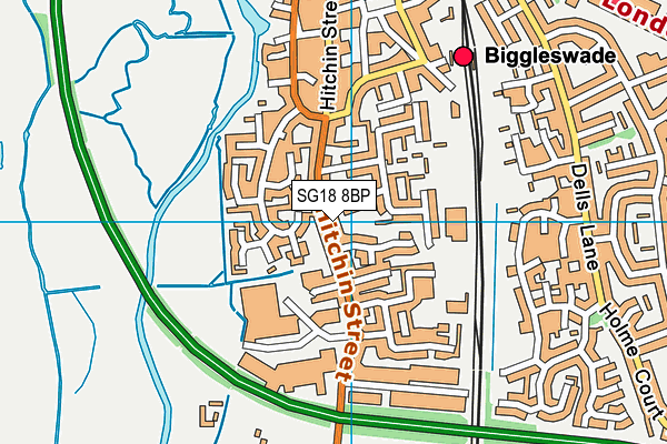 SG18 8BP map - OS VectorMap District (Ordnance Survey)