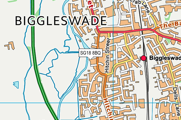 SG18 8BQ map - OS VectorMap District (Ordnance Survey)