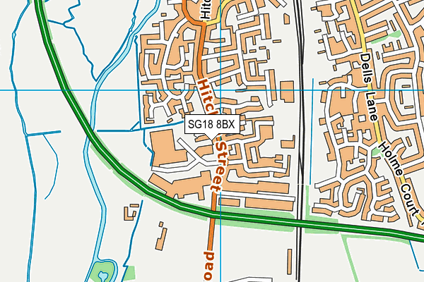 SG18 8BX map - OS VectorMap District (Ordnance Survey) SG18 8BX map - OS VectorMap District (Ordnance Survey)