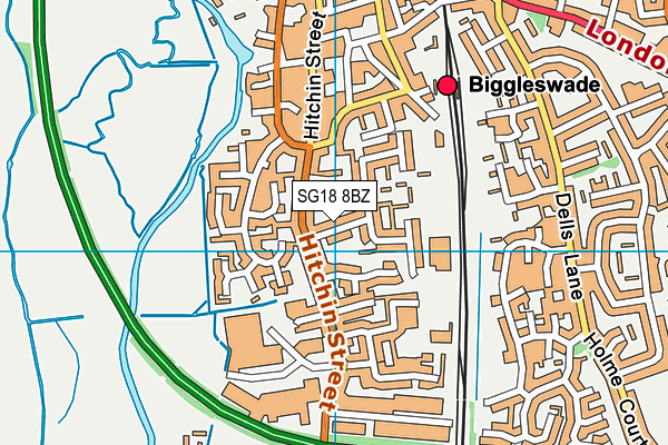SG18 8BZ map - OS VectorMap District (Ordnance Survey)