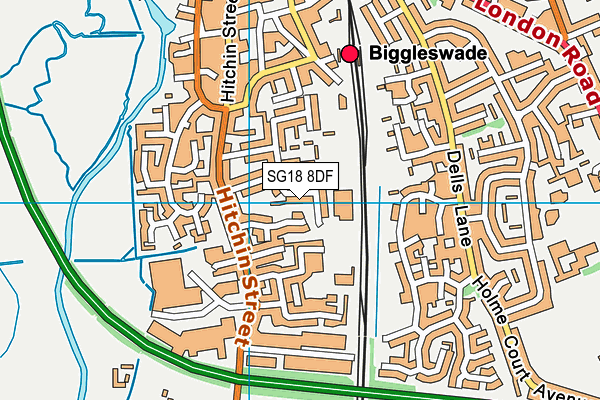 SG18 8DF map - OS VectorMap District (Ordnance Survey) SG18 8DF map - OS VectorMap District (Ordnance Survey)