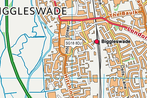 SG18 8DJ map - OS VectorMap District (Ordnance Survey)