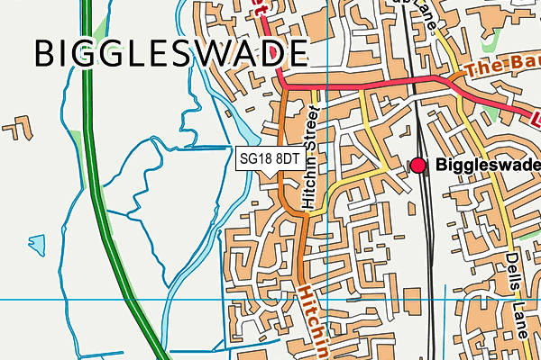 SG18 8DT map - OS VectorMap District (Ordnance Survey)