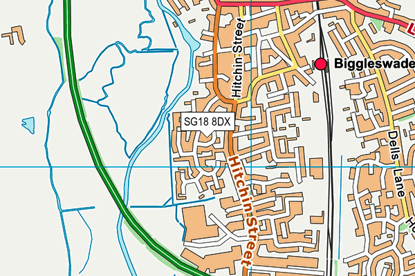 SG18 8DX map - OS VectorMap District (Ordnance Survey) SG18 8DX map - OS VectorMap District (Ordnance Survey)