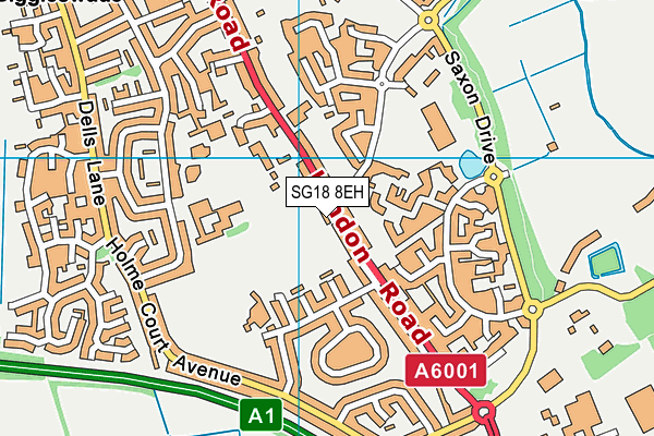 SG18 8EH map - OS VectorMap District (Ordnance Survey)